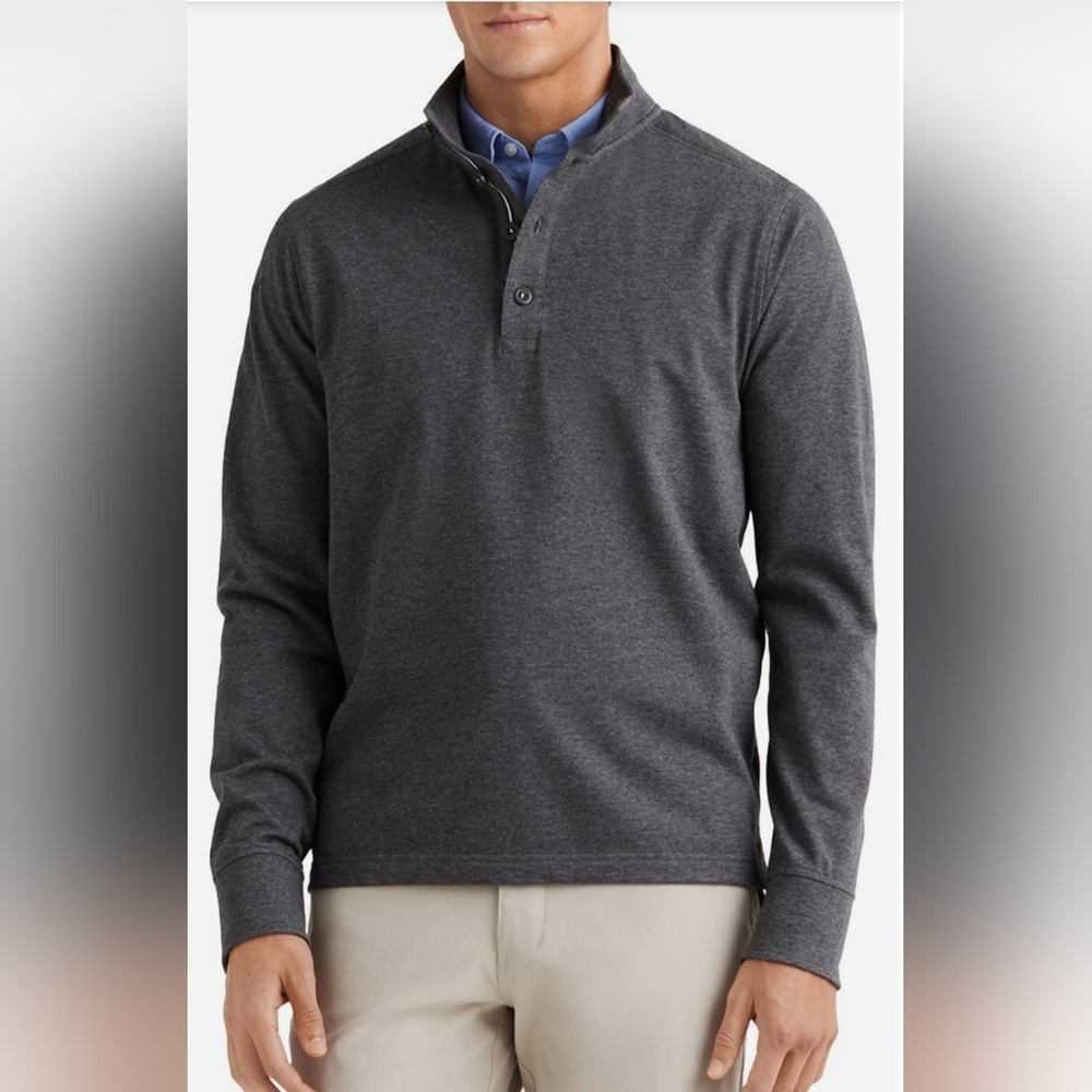 RHONE Faroe Island Long Sleeve Performance Polo Gray Size Medium